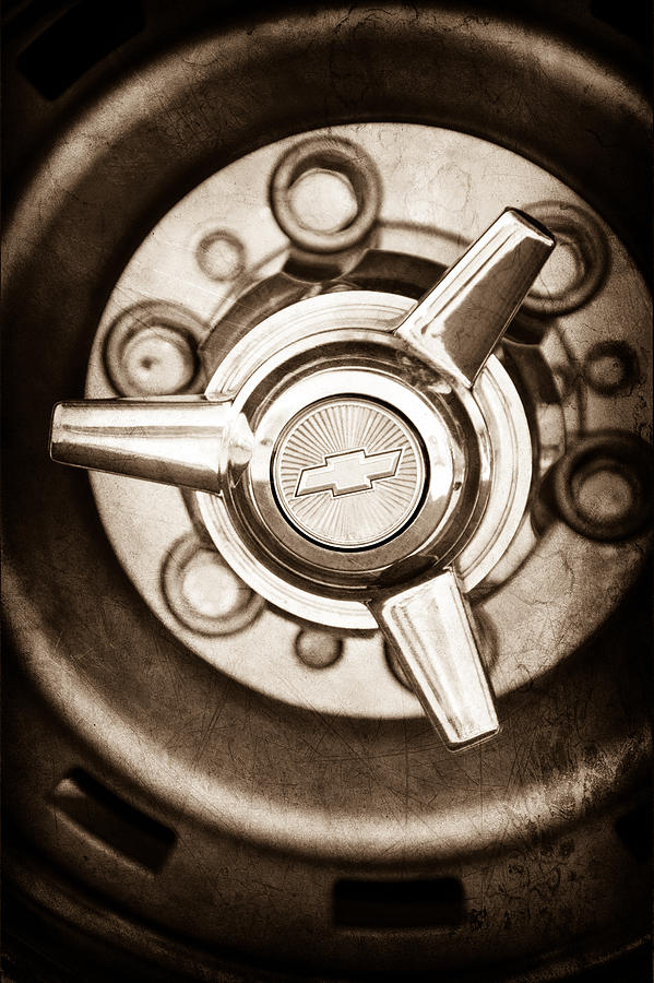 Car Photograph - Chevrolet Wheel Emblem #3 by Jill Reger