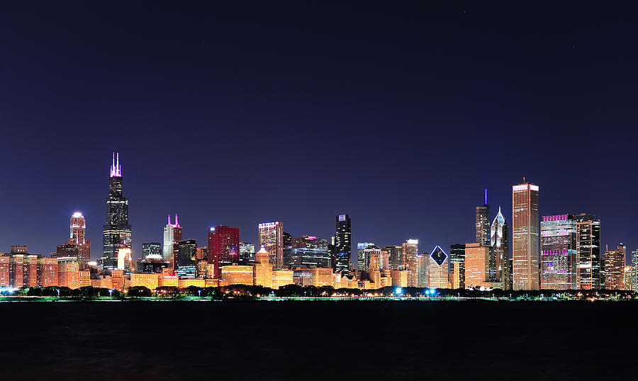 Chicago skyline at dusk #3 Photograph by Songquan Deng