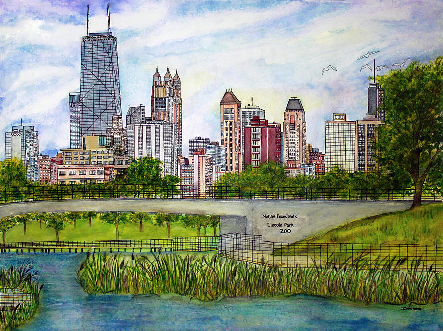 Chicago Skyline Painting by Janet Immordino