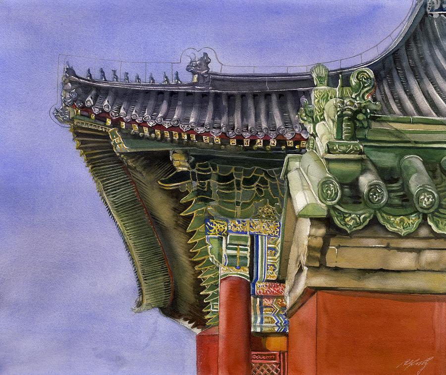 Chinese roof #4 Painting by Alfred Ng