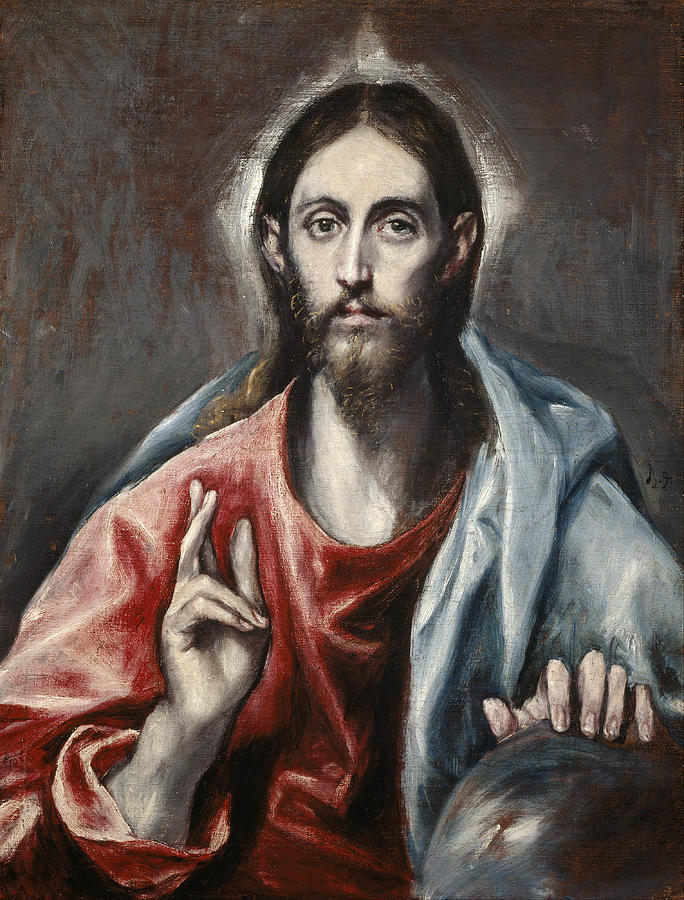 Christ Blessing #7 Painting by El Greco