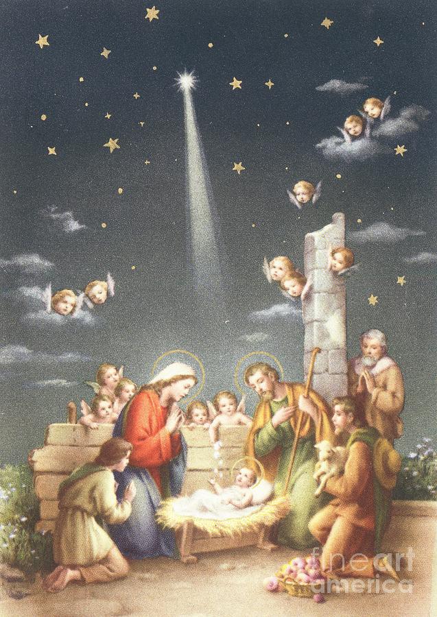 Christmas Card Painting by French School