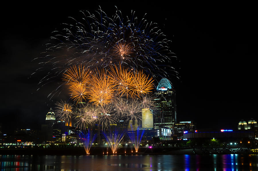 Cincinnati Fireworks Photograph by David Long Pixels