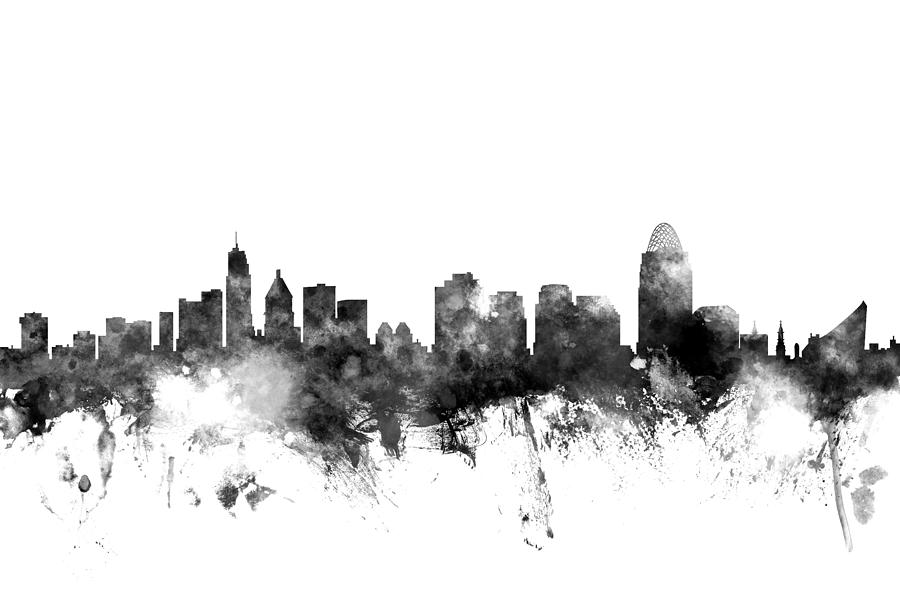 Cincinnati Digital Art - Cincinnati Ohio Skyline #3 by Michael Tompsett