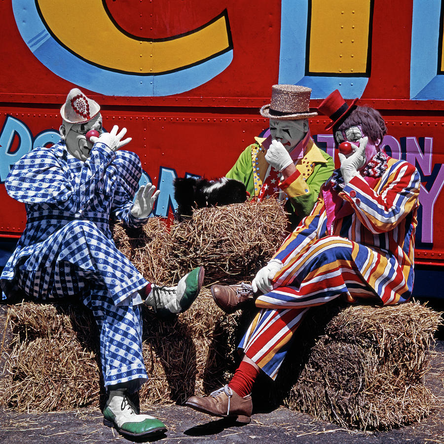 3 Circus Clowns Holding Their Noses Photograph by Vintage Images - Pixels