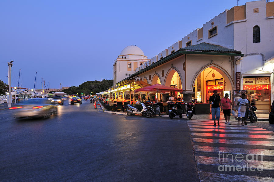 Greek Photograph - City of Rhodes during dusk time by George Atsametakis