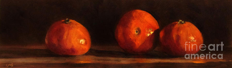 3 Clementines Painting by Ulrike Miesen-Schuermann