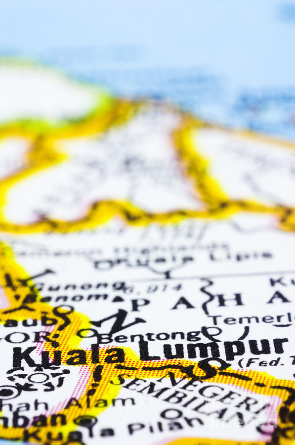 Close Up Of Kuala Lumpur On Map Malaysia By Tuimages