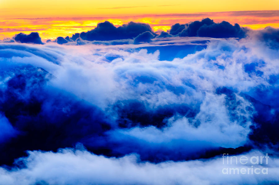 Clouds at sunrise over Haleakala Crater Maui Hawaii USA #3 Photograph by Don Landwehrle