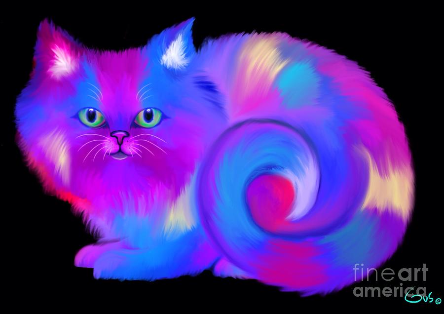 Colorful Cat #5 Painting by Nick Gustafson