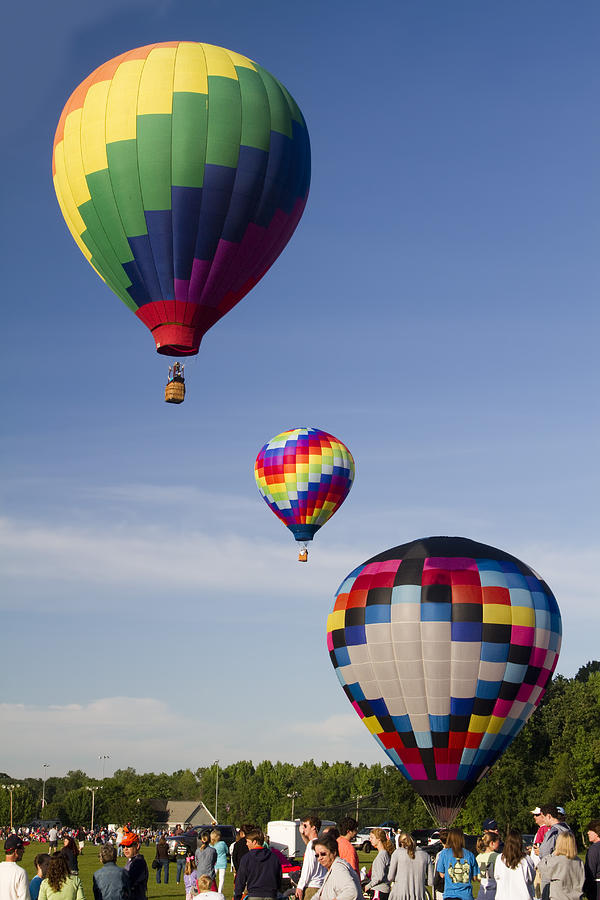 3 Colorful Hot Air Balloons in Decatur Alabama Photograph by Kathy Clark
