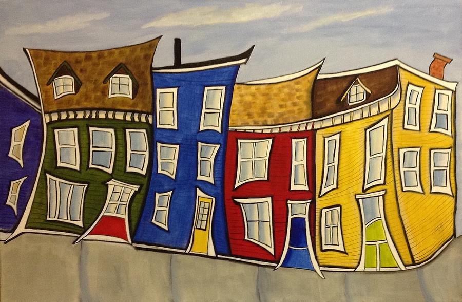 Jellybean Houses  Painting by Heather Lovat-Fraser