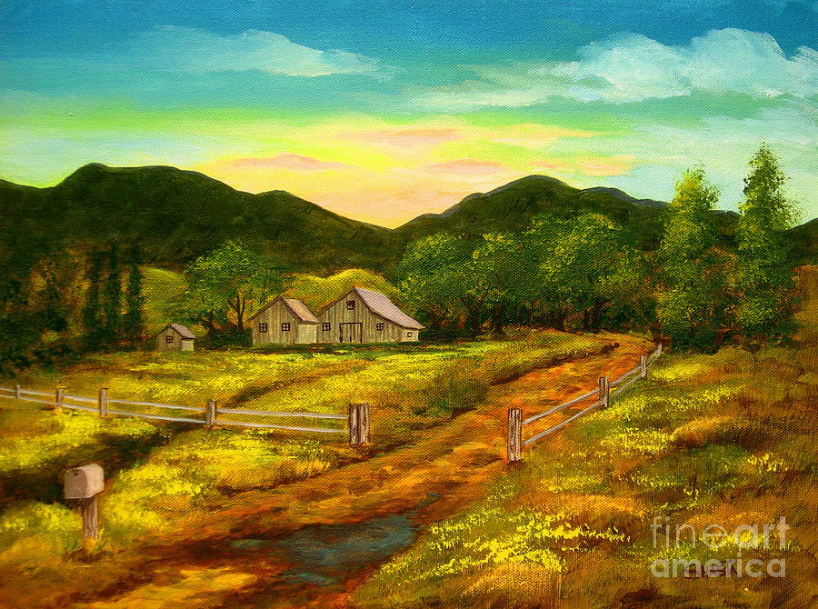 Nature Painting - Country  Dawn #3 by Shasta Eone