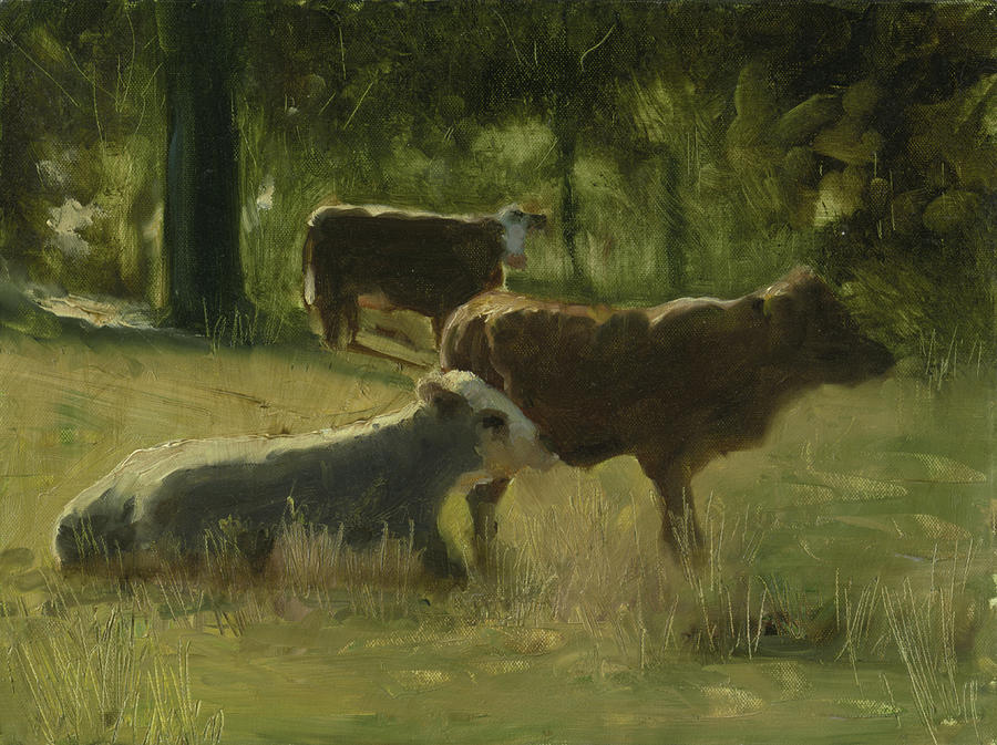 Animal Painting - Cows In The Sun #3 by John Reynolds