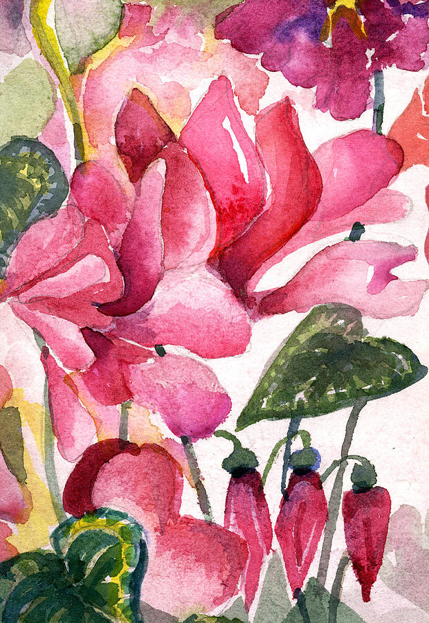Spring Painting - Cyclamen #3 by Mindy Newman