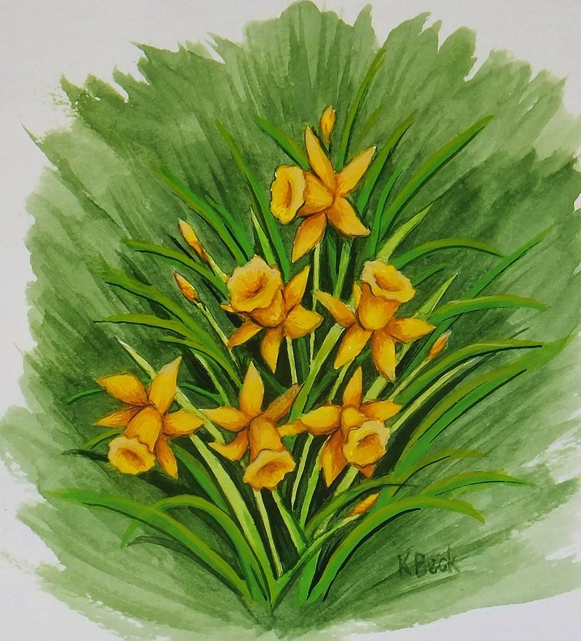 Daffodils Painting by Katherine Young-Beck