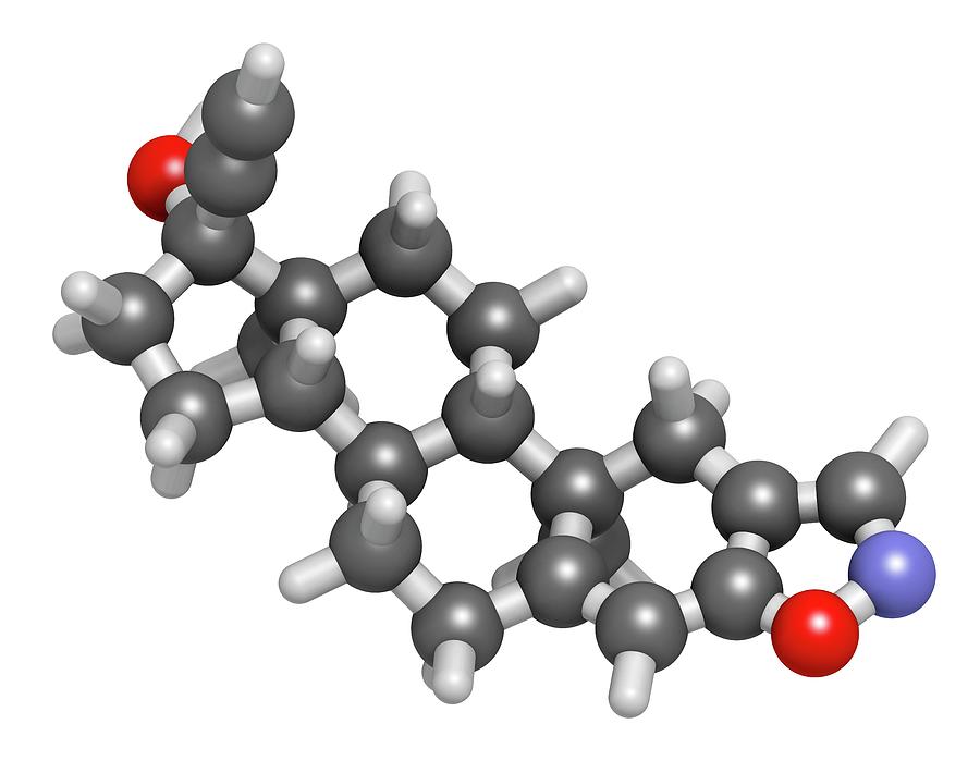 Molecular Model Photograph - Danazol Endometriosis Drug Molecule #3 by Molekuul/science Photo Library
