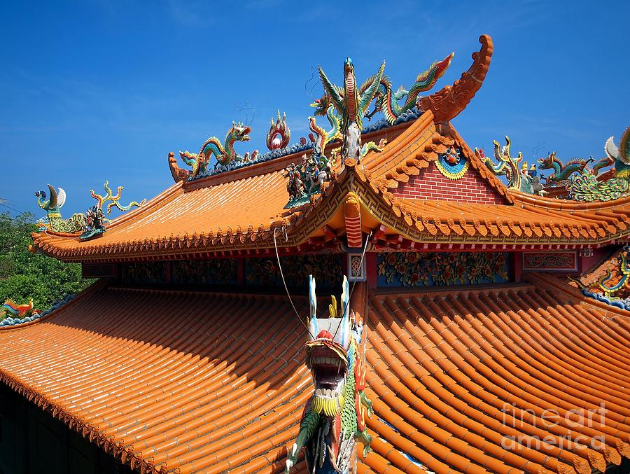 3 Decorated Chinese Temple Roof Yali Shi 