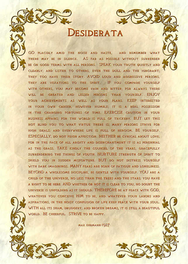 Desiderata Digital Art By Vickie Emms