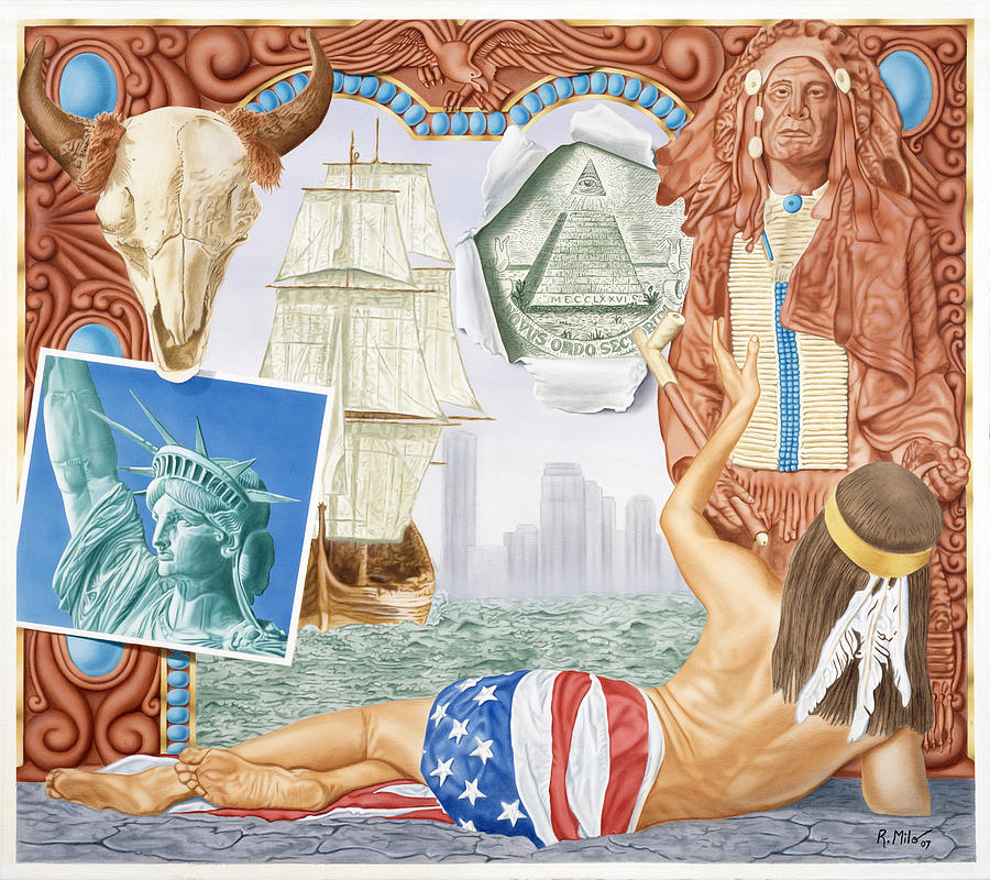 Destruction of Native America Painting by Rich Milo