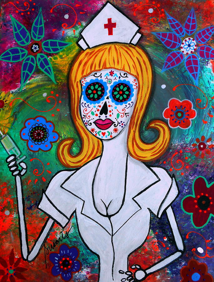Cool Painting - Dia De Los Muertos Nurse #3 by Pristine Cartera Turkus