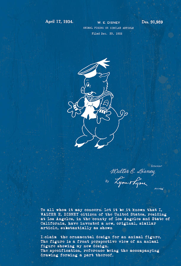 Disney Pig Patent #3 Digital Art by Marlene Watson