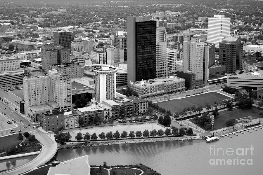 Black And White Photograph - Downtown Skyline of Toledo Ohio #3 by Bill Cobb