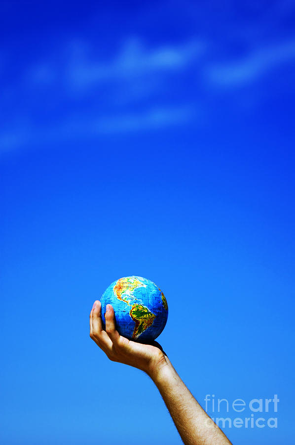 Nature Photograph - Earth globe in hands. Conceptual image #3 by Michal Bednarek