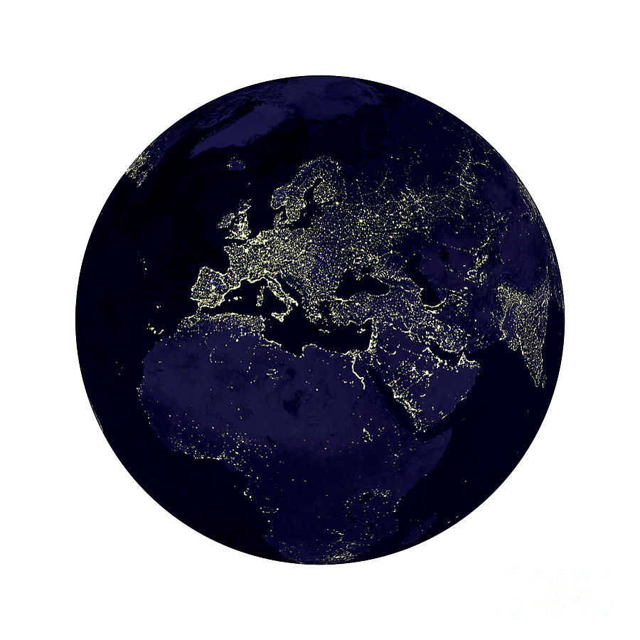 Earth Globe Lights Digital Art