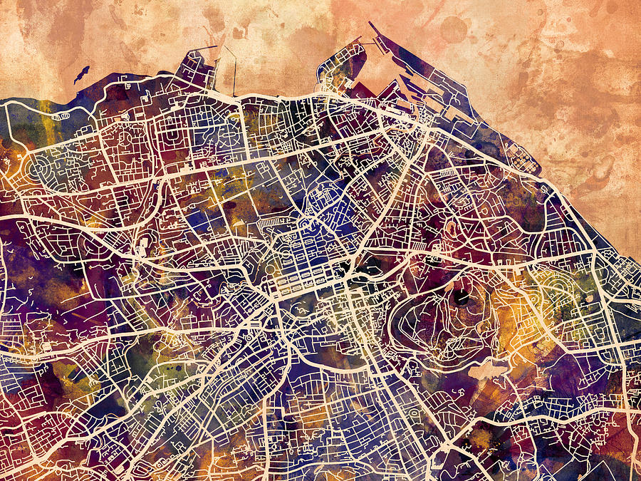 City Map Digital Art - Edinburgh Street Map #3 by Michael Tompsett
