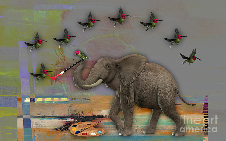 Elephant Painting #3 Mixed Media by Marvin Blaine