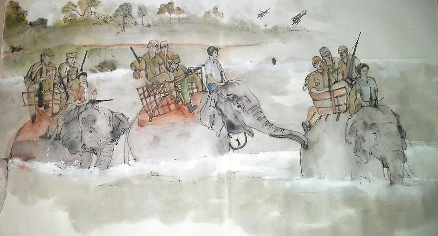 Elephants Elephants Elephants Album #3 Painting by Debbi Saccomanno Chan