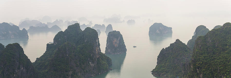 Elevated View Of Misty Ha Long Bay #3 Photograph by Panoramic Images