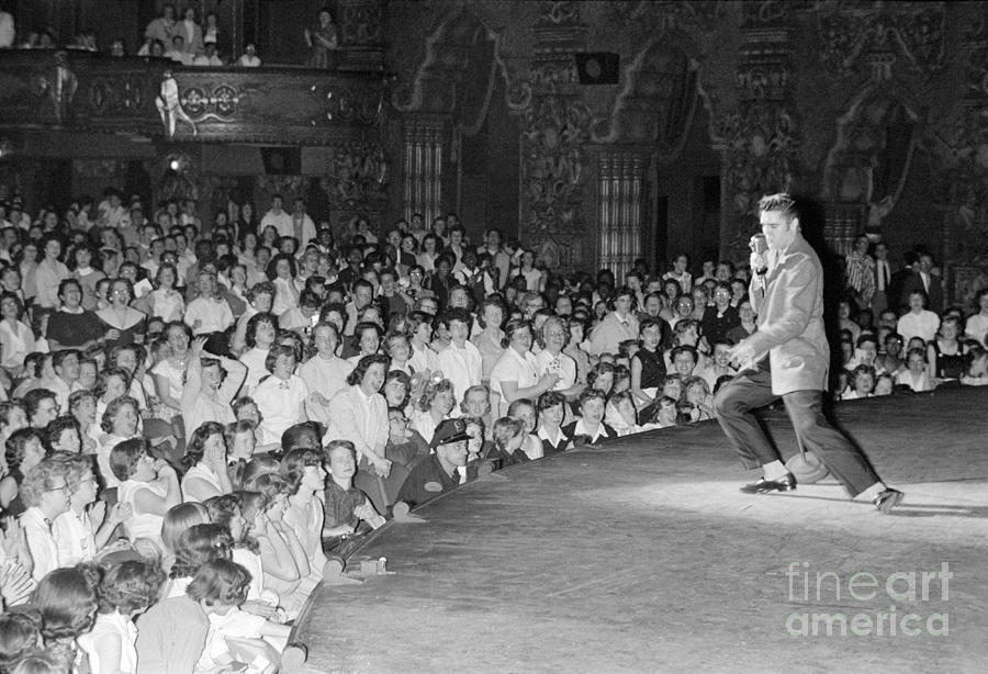 Elvis Presley in concert at the Fox Theater Detroit 1956 #3 Photograph by The Harrington Collection