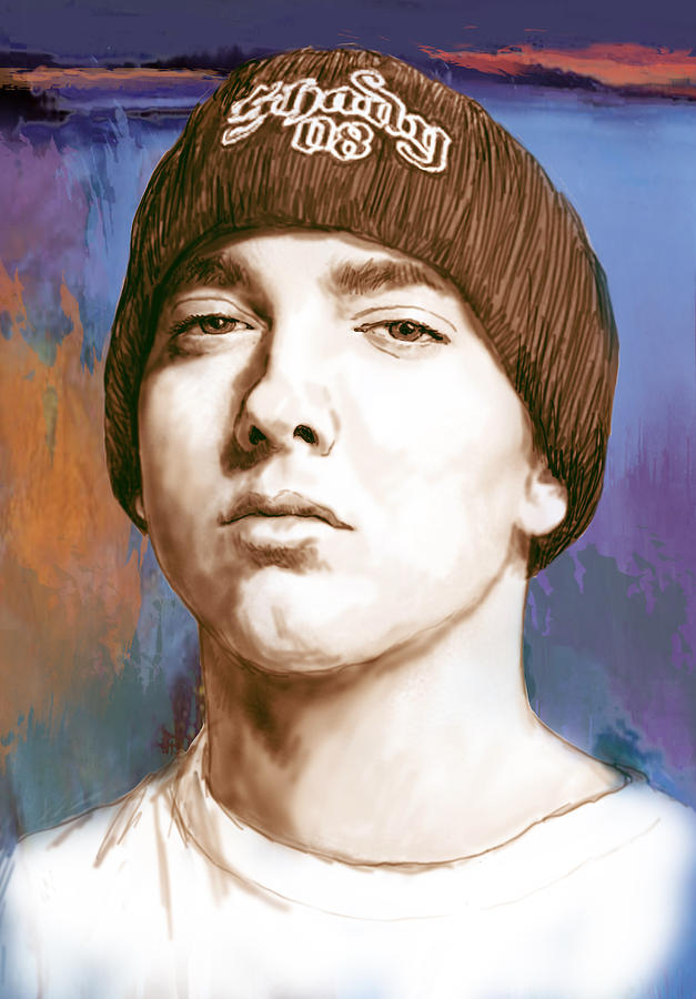 Eminem - stylised drawing art poster Drawing by Kim Wang