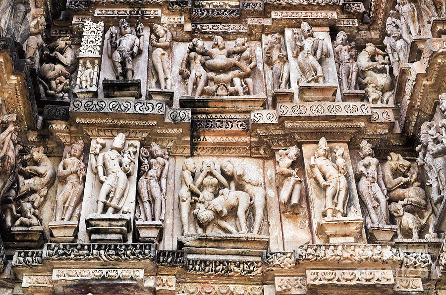 Erotic Human Sculptures Khajuraho India Photograph
