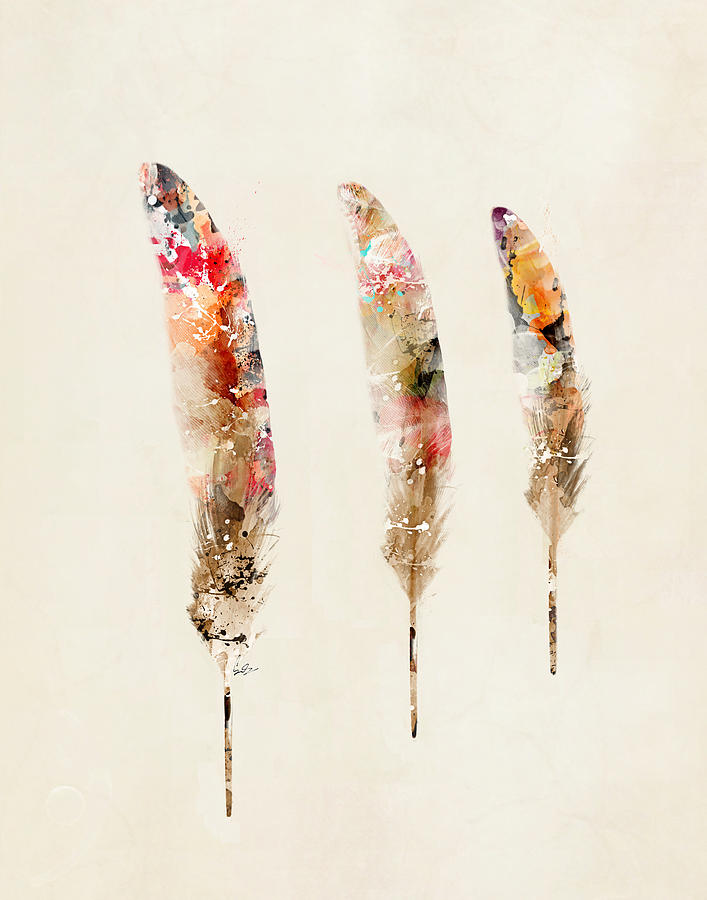 Feather Painting - 3 Feathers by Bri Buckley