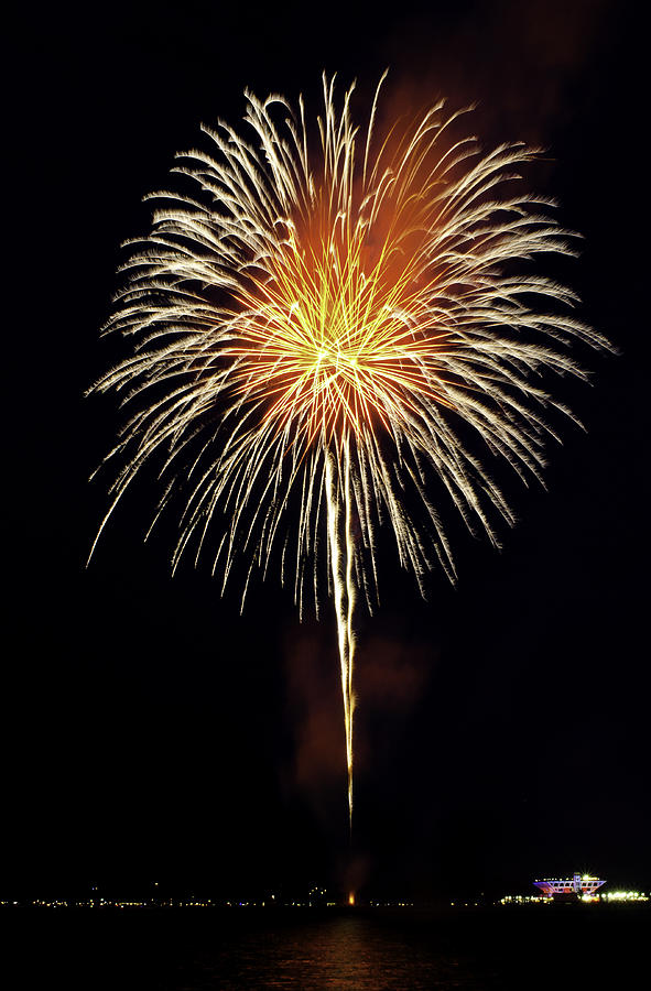 Fireworks Shell Burst over the St Petersburg Pier Photograph by Jay