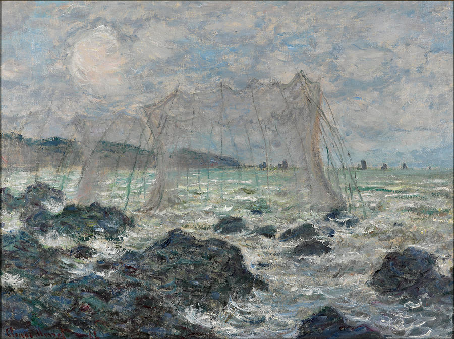 Fishing Nets At Pourville #3 Painting by Claude Monet