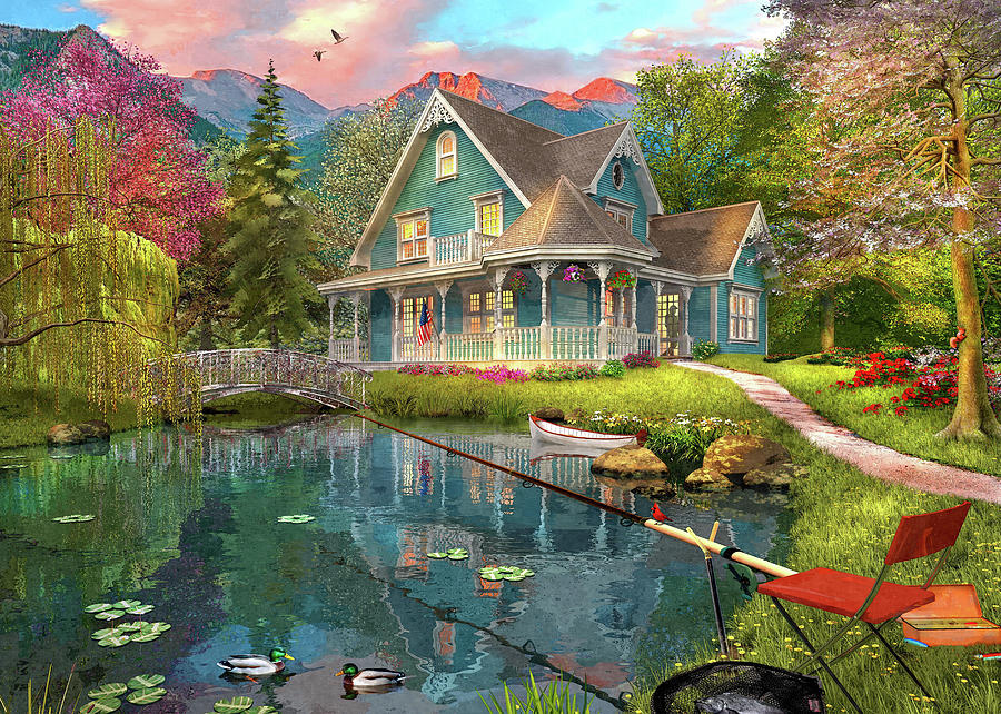 Fishing Retreat #4 Painting by MGL Meiklejohn Graphics Licensing
