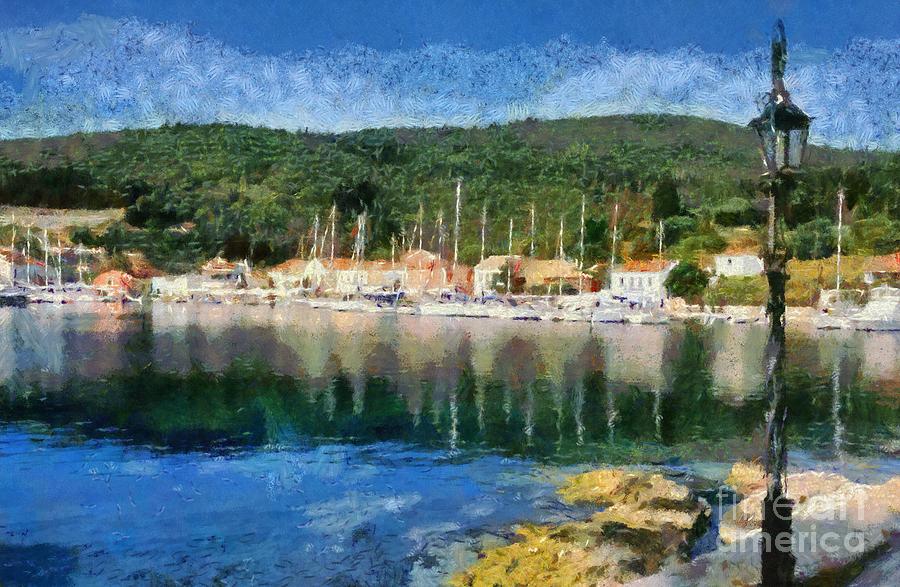 Fiskardo town in Kefallonia island #2 Painting by George Atsametakis