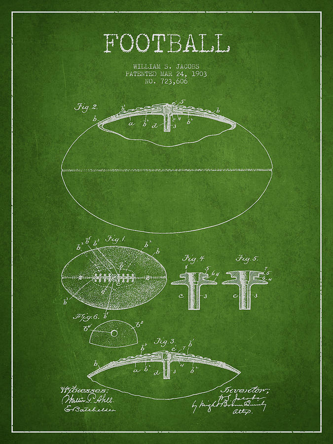 Football Digital Art - Football Patent Drawing from 1903 #6 by Aged Pixel