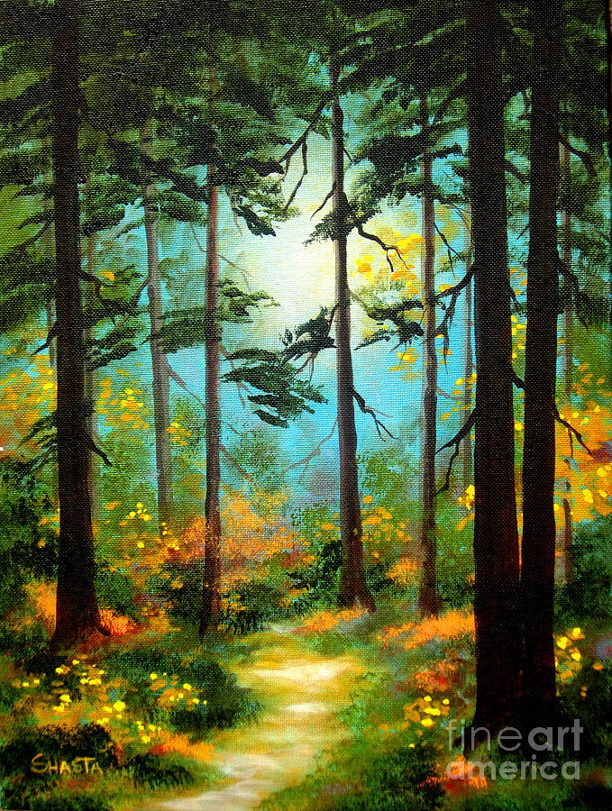 Spring Painting - Forest  Light  #4 by Shasta Eone