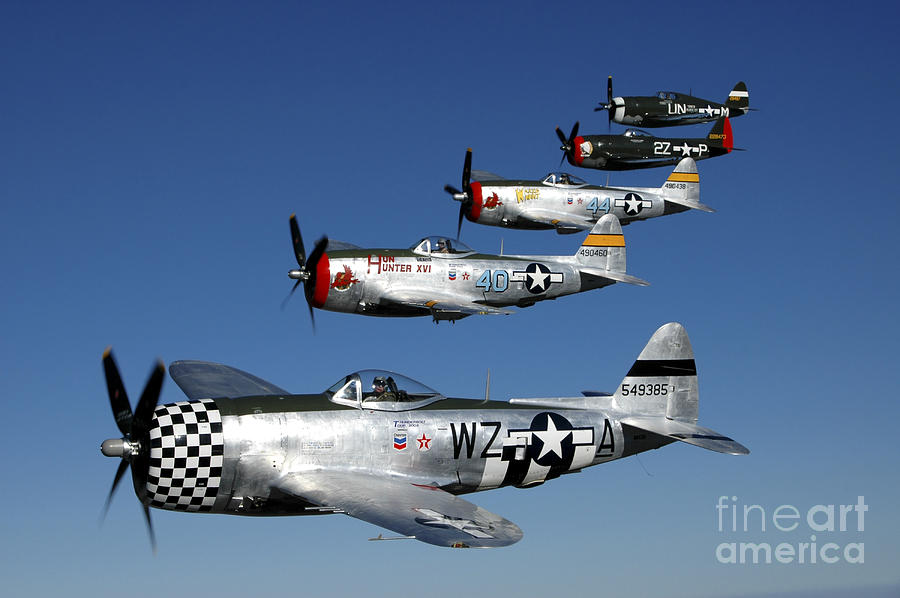 Formation Of P-47 Thunderbolts Flying Photograph