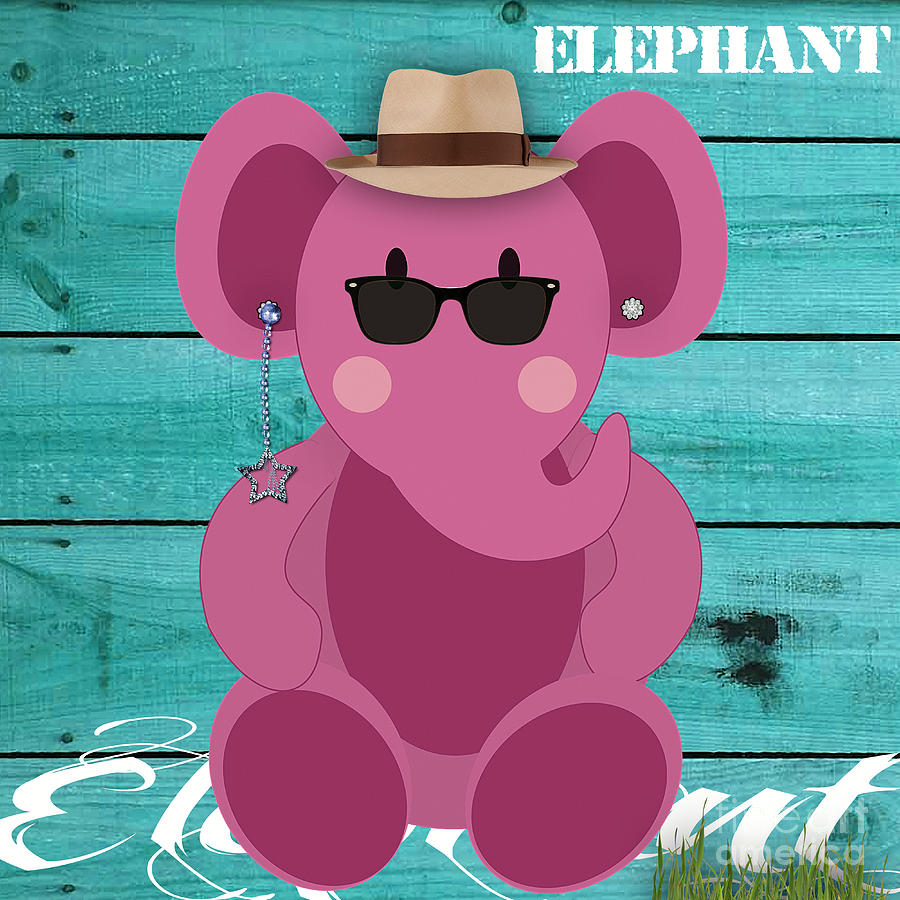 Jungle Mixed Media - Friendly Elephant Art #1 by Marvin Blaine