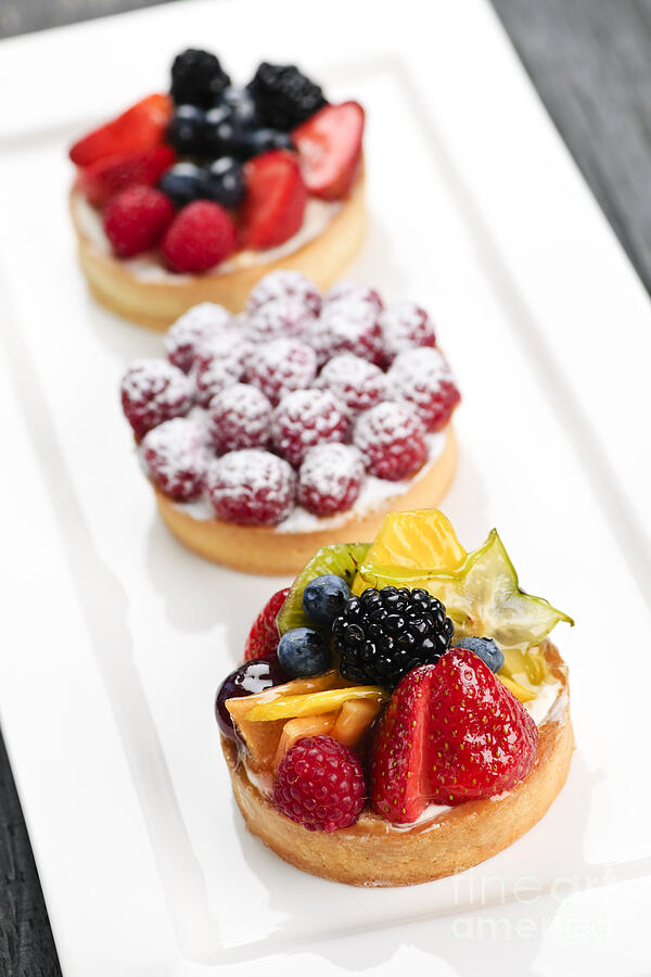 Strawberry Photograph - Fruit tarts 2 by Elena Elisseeva