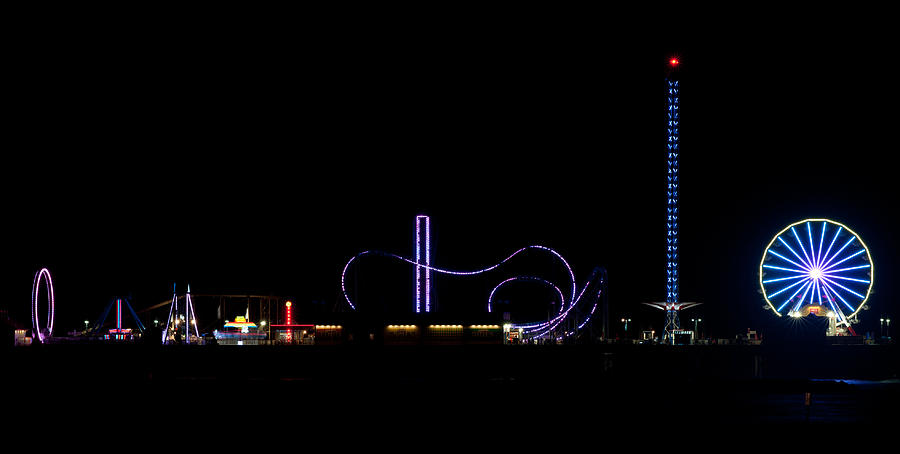 Galveston Texas Pleasure Pier At Night Photograph by Todd Aaron