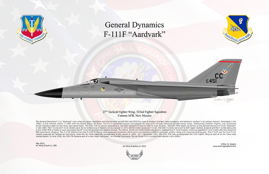 Jet Digital Art - General Dynamics F-111F Aardvark #3 by Arthur Eggers