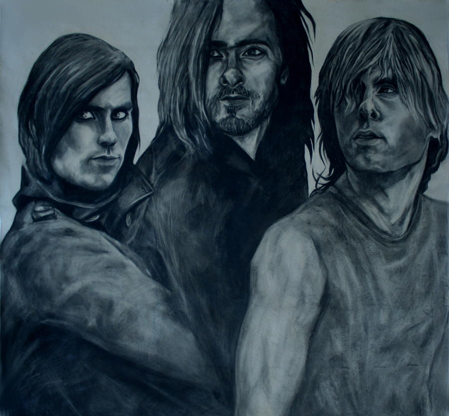 Jared Leto Drawing - 3 Ghosts Of Jared Leto by Safir Rifas