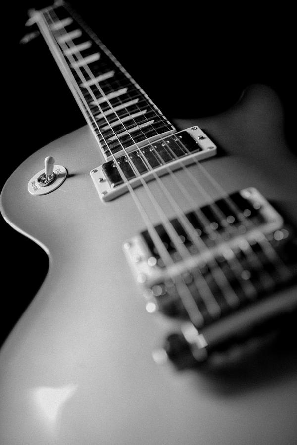 Gibson Electric Guitar BW Artistic Image  #5 Photograph by Jani Bryson